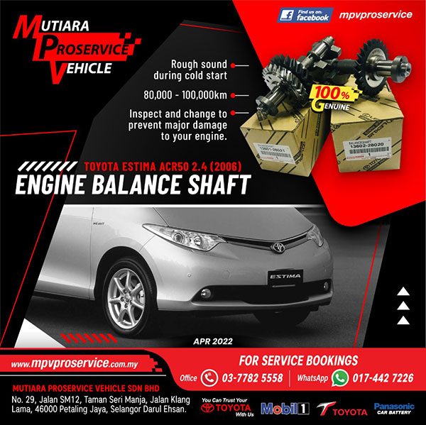 Toyota Estima ACR50 Engine Balance Shaft Services in Kota Bharu, Kelantan